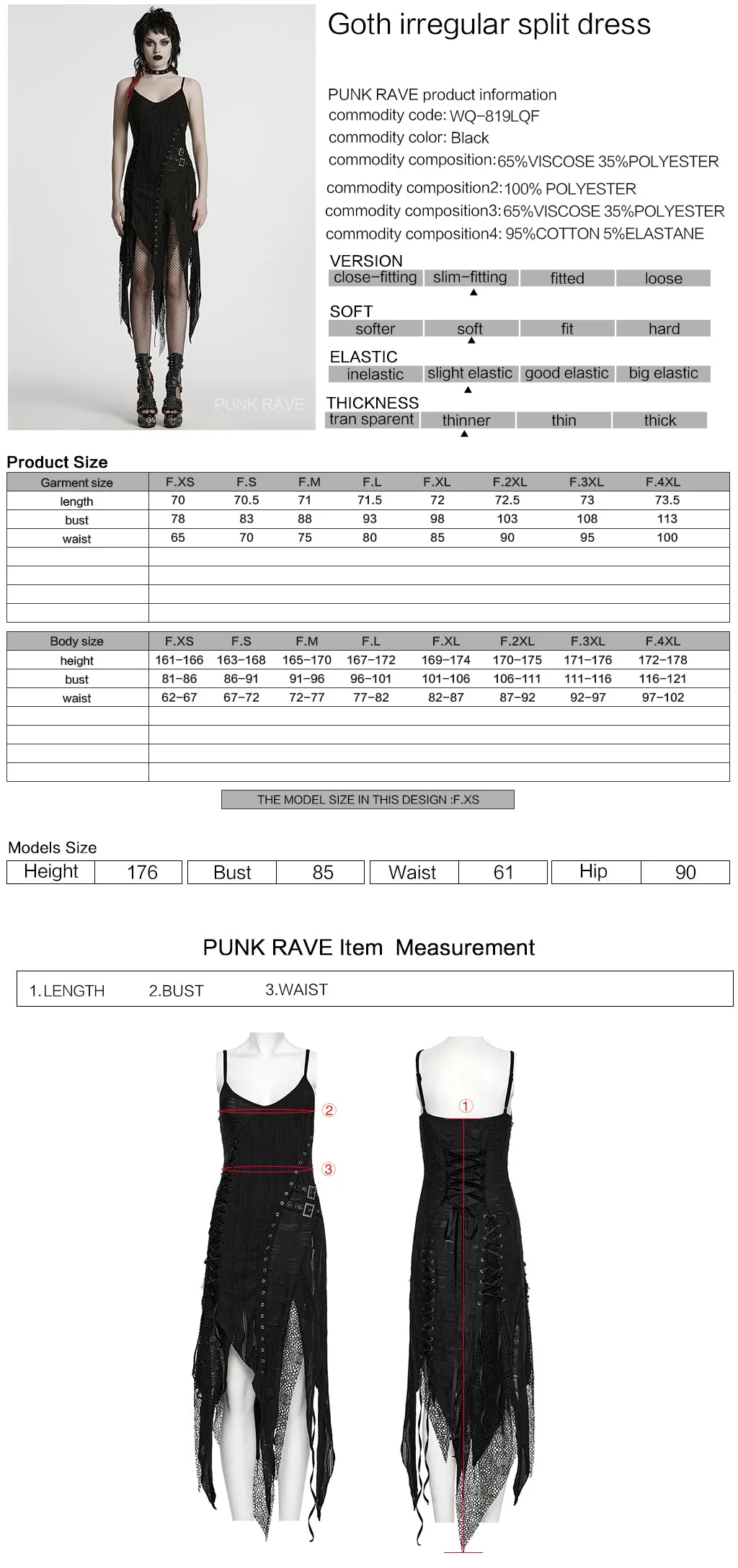 WQ-819LQF Edgy Asymmetrical Gothic Dress with Strappy Details - Image 22