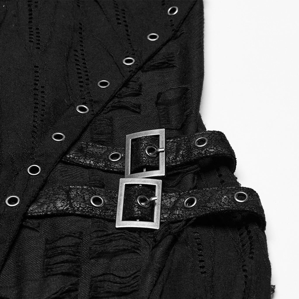 WQ-819LQF Edgy Asymmetrical Gothic Dress with Strappy Details - Image 7