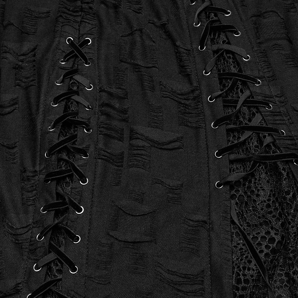 WQ-819LQF Edgy Asymmetrical Gothic Dress with Strappy Details - Image 9