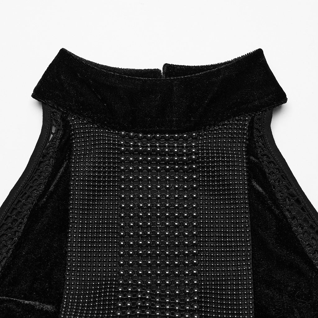 WQ-825LQF Gothic Dress Sheer Mesh Panels High Collar Evening Wear - Image 25
