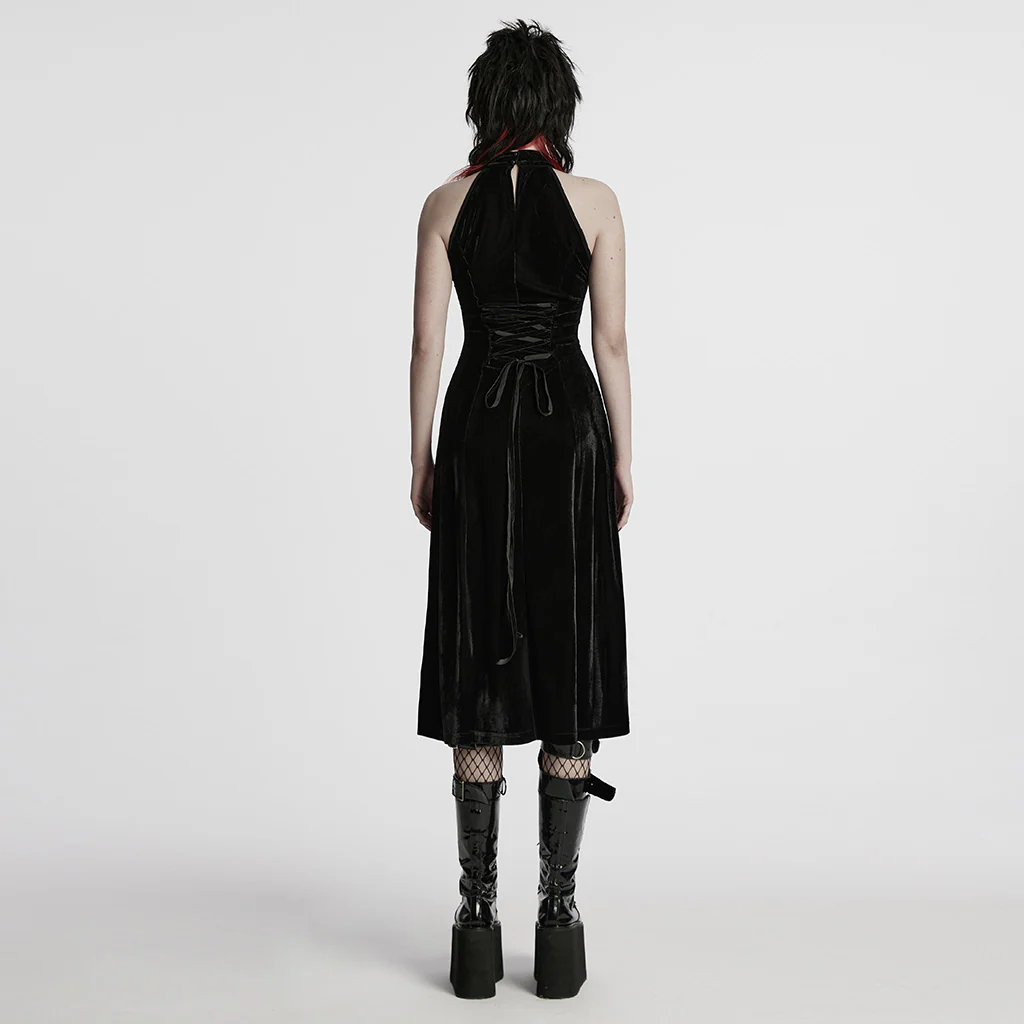 WQ-825LQF Gothic Dress Sheer Mesh Panels High Collar Evening Wear - Image 4