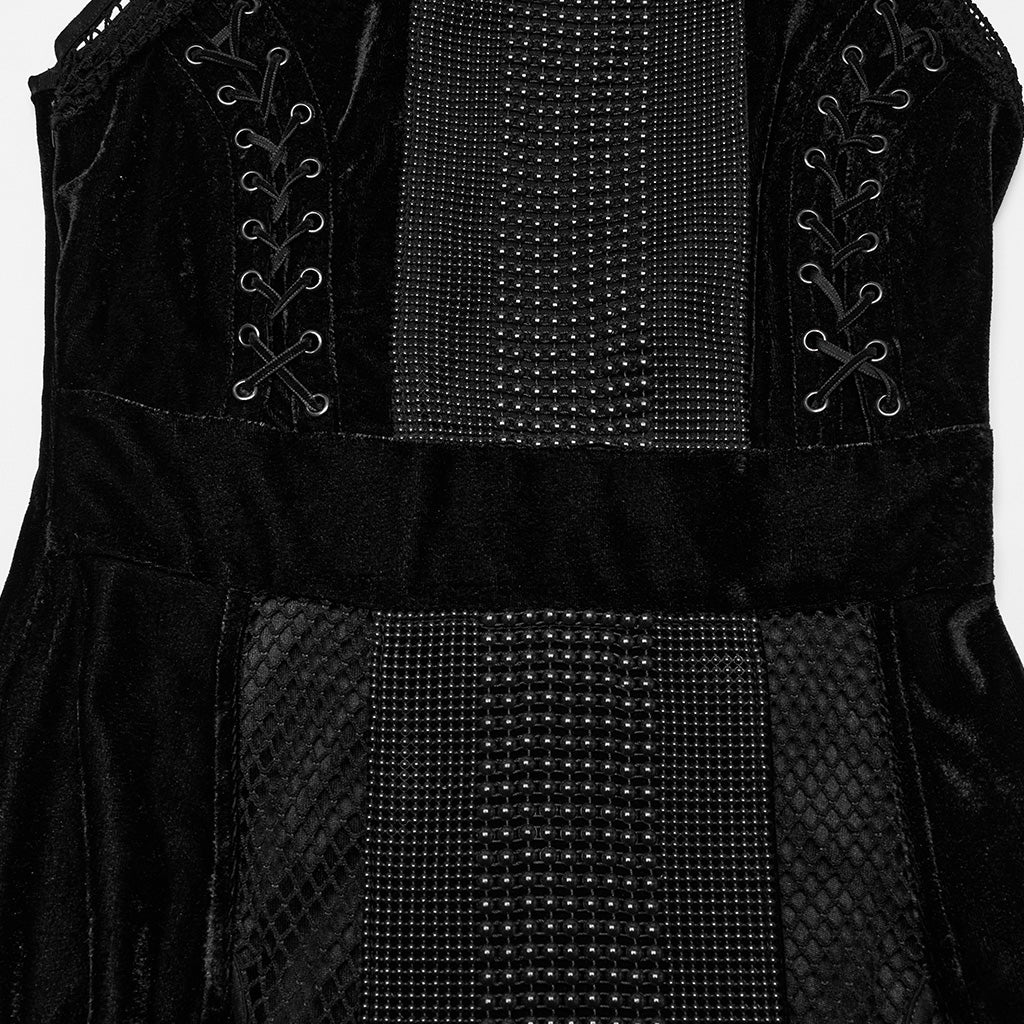 WQ-825LQF Gothic Dress Sheer Mesh Panels High Collar Evening Wear - Image 8