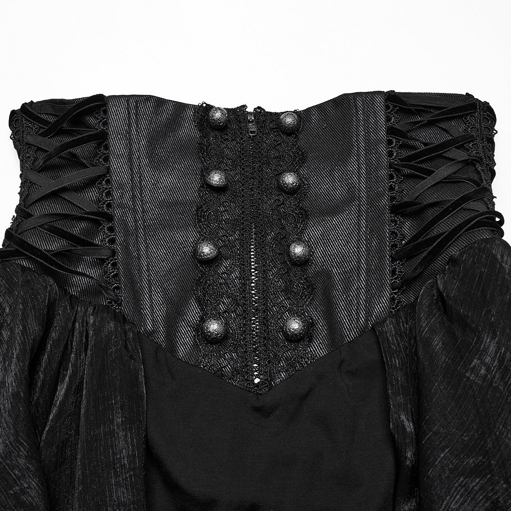 WQ-845BQF Gothic Skirt High Waist Steampunk Ruffled Mesh Maxi Design - Image 17