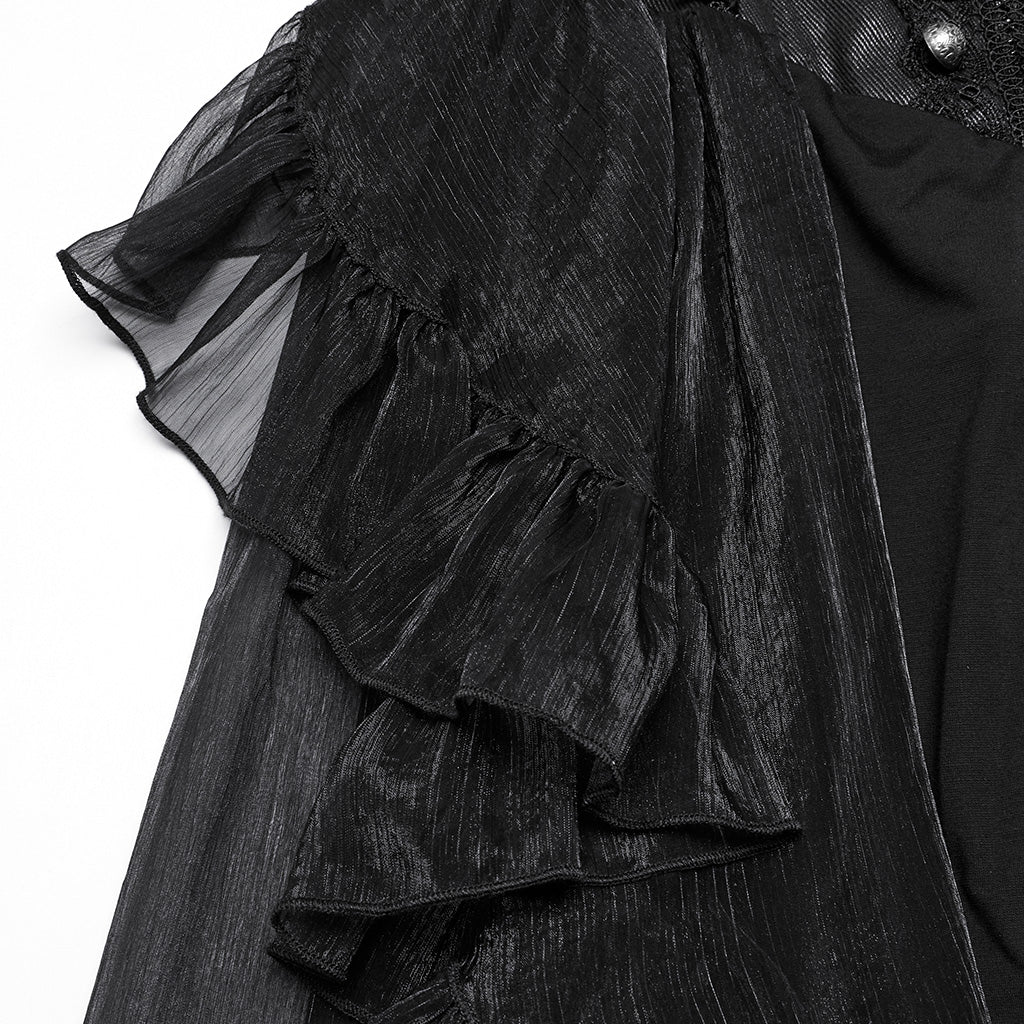 WQ-845BQF Gothic Skirt High Waist Steampunk Ruffled Mesh Maxi Design - Image 18