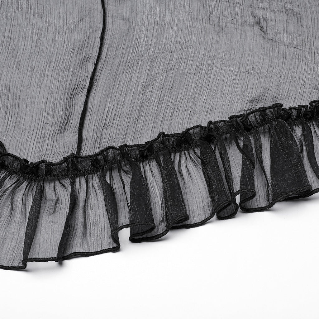 WQ-845BQF Gothic Skirt High Waist Steampunk Ruffled Mesh Maxi Design - Image 19