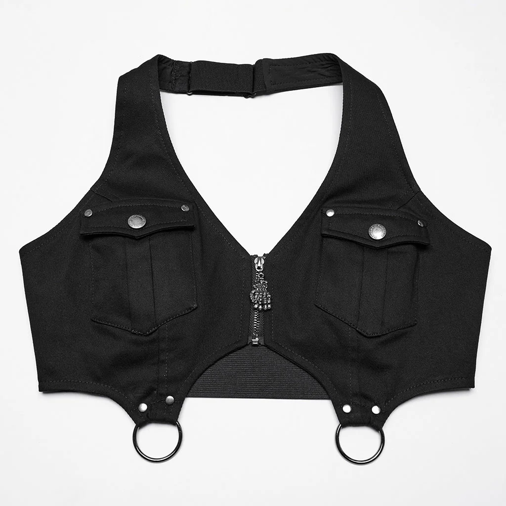 WQ-846LQF Edgy Halter Punk Dresses with Dark Utility Skirt - Image 17