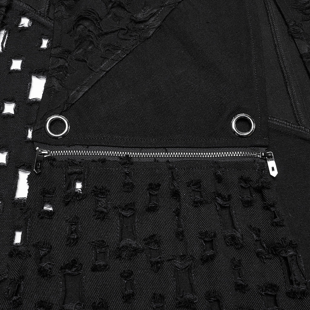 WQ-847BQF Edgy High-Slit Belted Punk Skirt with Mesh Panels - Image 28