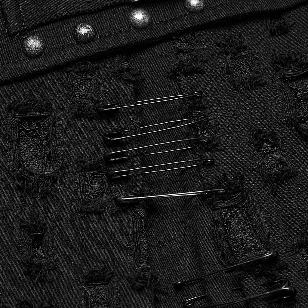 WQ-849DQF Gothic Punk Skirt with Buckles and Studded Details - Image 10