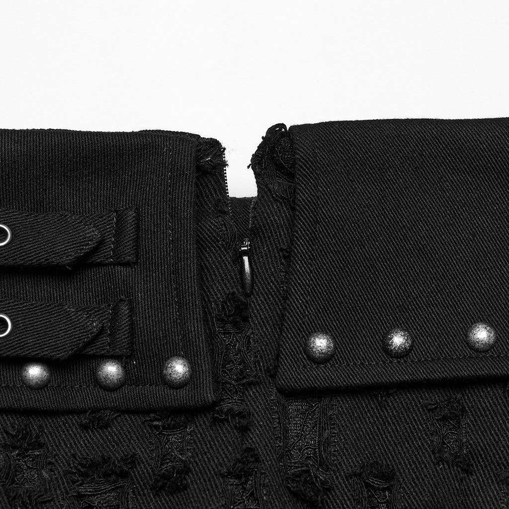 WQ-849DQF Gothic Punk Skirt with Buckles and Studded Details - Image 19