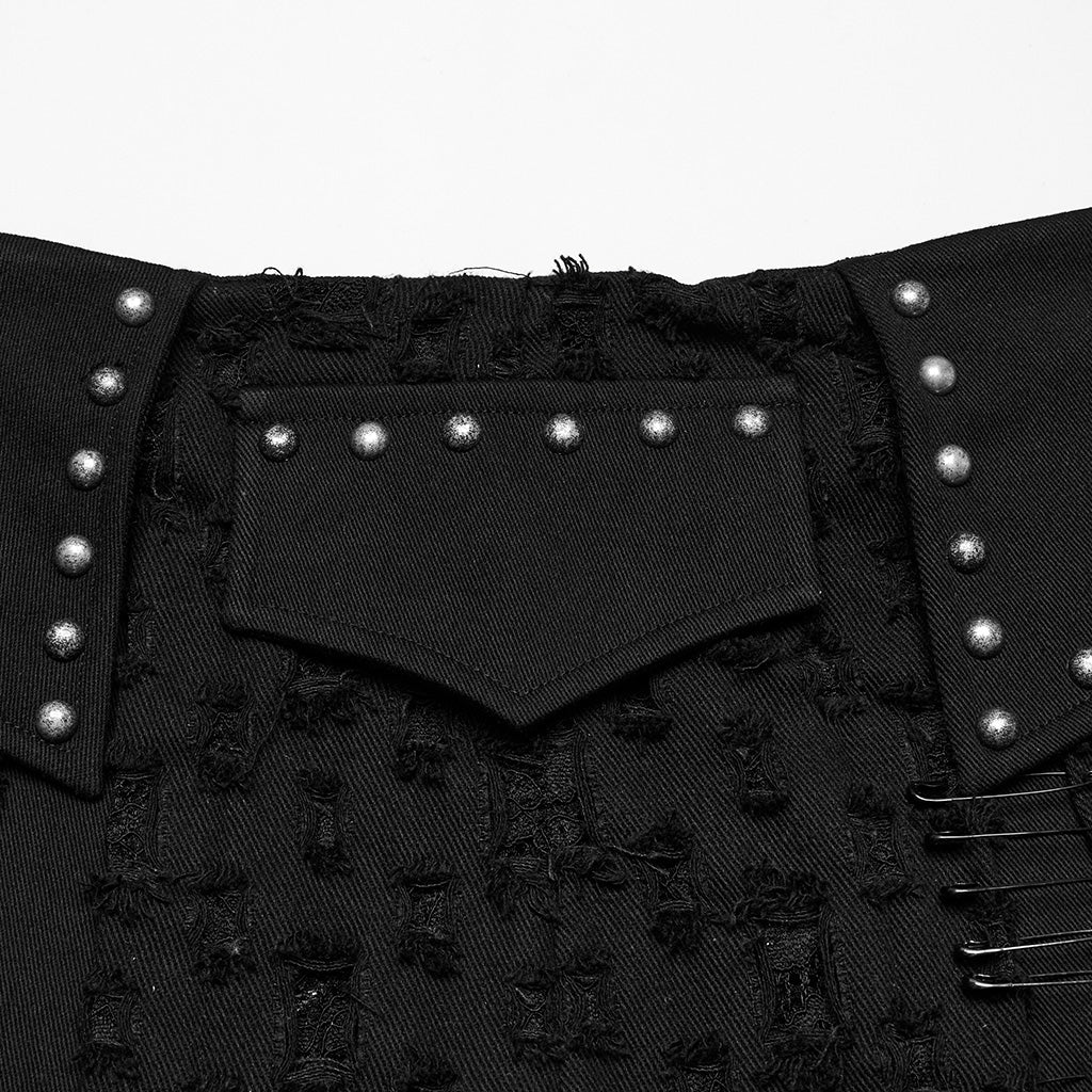 WQ-849DQF Gothic Punk Skirt with Buckles and Studded Details - Image 25