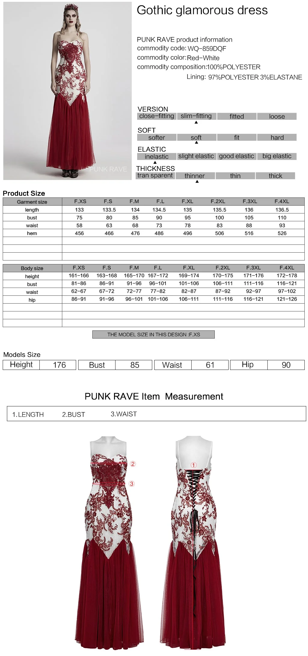 WQ-859DQF Gothic Dress Red Lace Strapless Evening Gown Long Elegant - Image 21