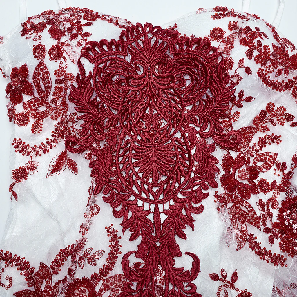 WQ-859DQF Gothic Dress Red Lace Strapless Evening Gown Long Elegant - Image 7
