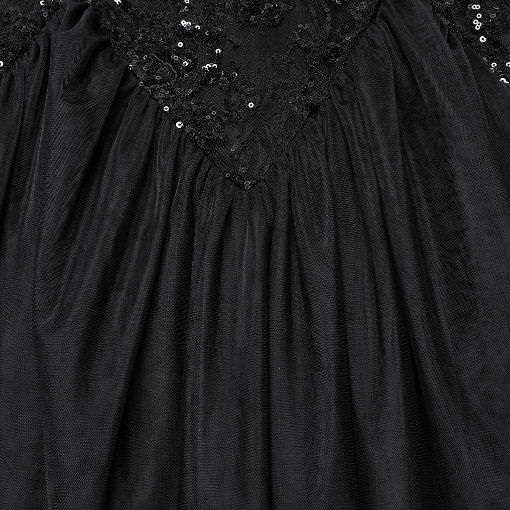 WQ-859LQF Elegant Black Lace Gothic Dress Strapless Floor-Length Gown - Image 18