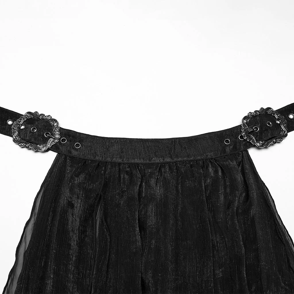 WQ-861BQF Gothic Skirt Sheer Black Layered Chains Maxi Elegance - Image 16