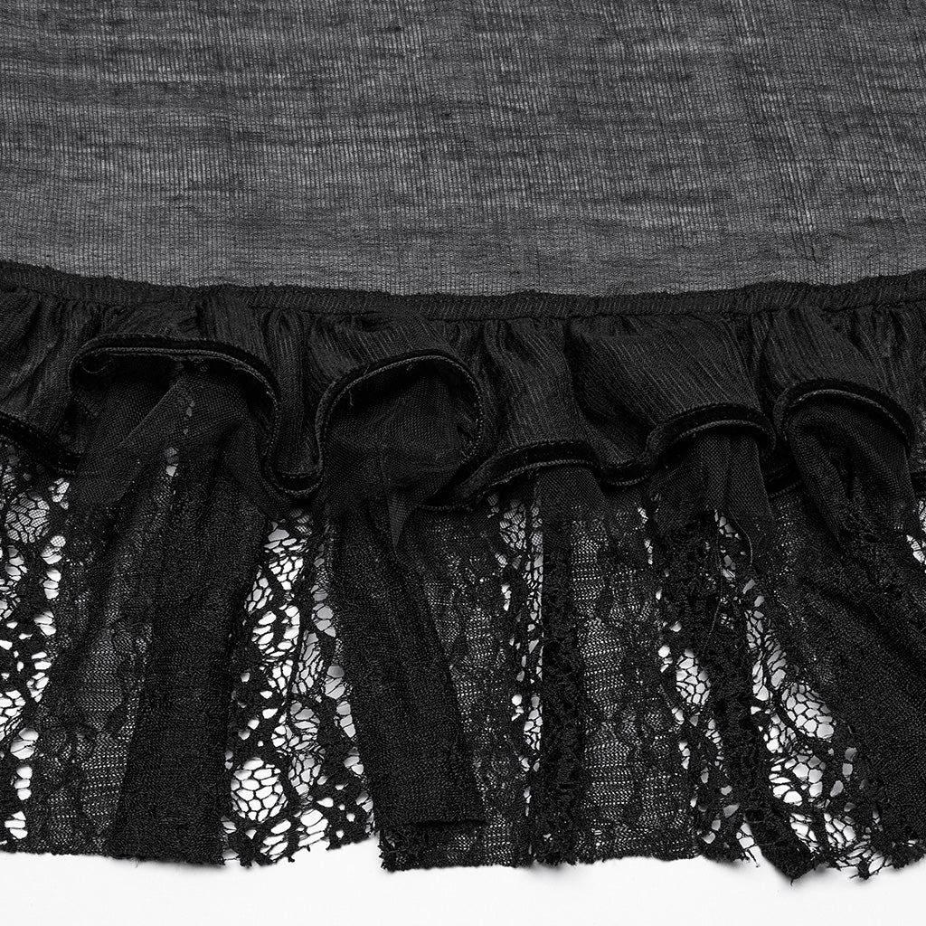 WQ-868BQF Victorian Lace Layered Gothic Skirt Steampunk Detail Asymmetrical Design - Image 32