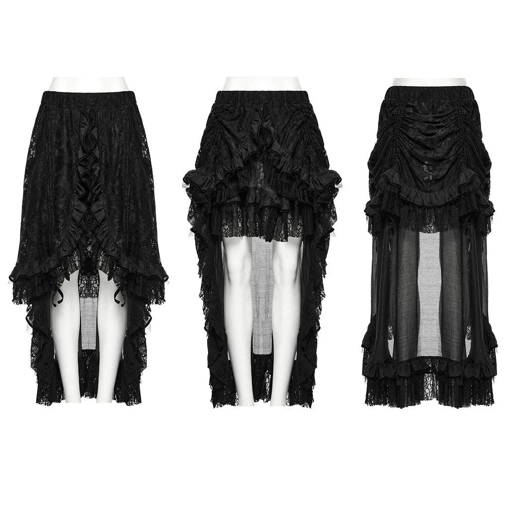 WQ-868BQF Victorian Lace Layered Gothic Skirt Steampunk Detail Asymmetrical Design - Image 57