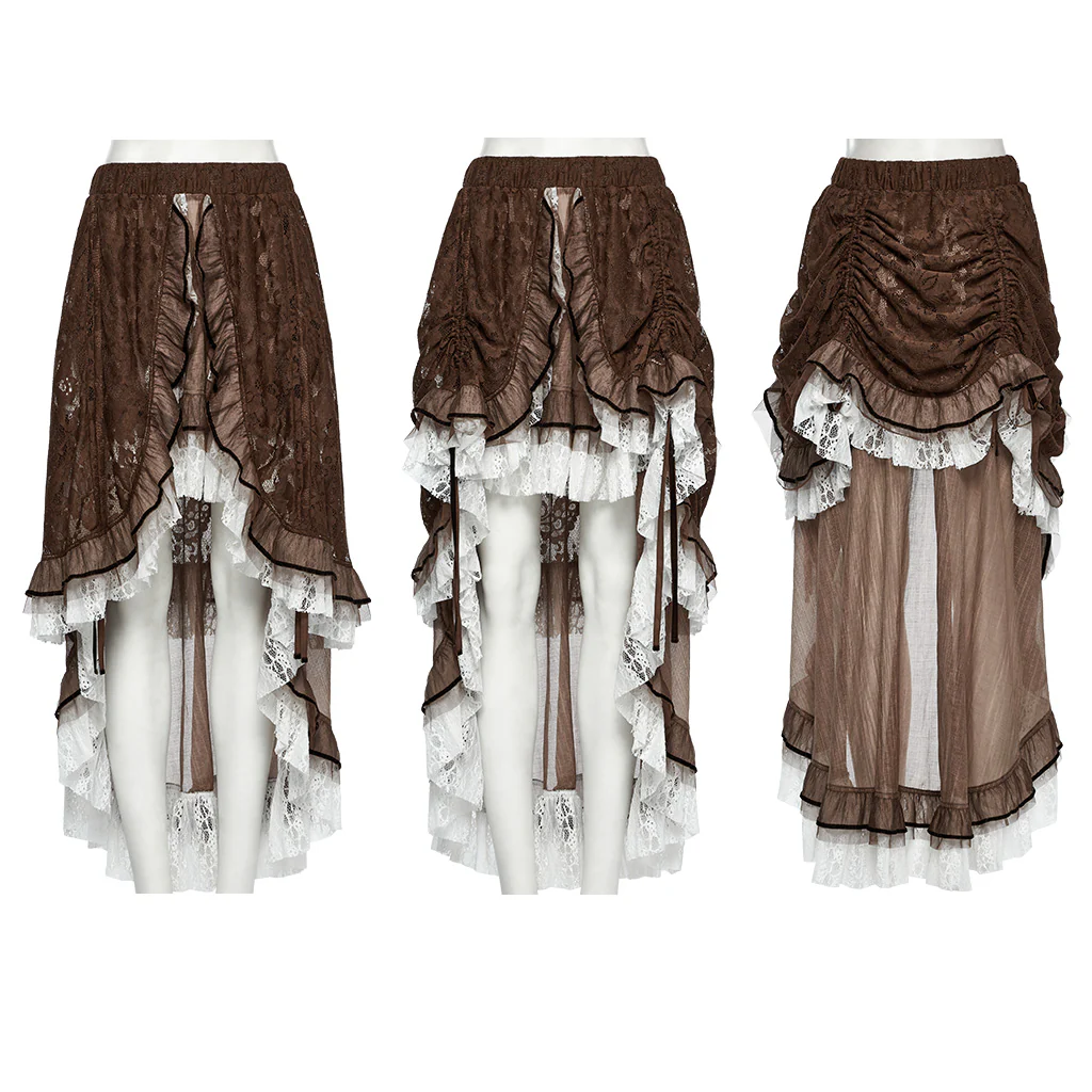 WQ-868BQF Victorian Lace Layered Gothic Skirt Steampunk Detail Asymmetrical Design - Image 6