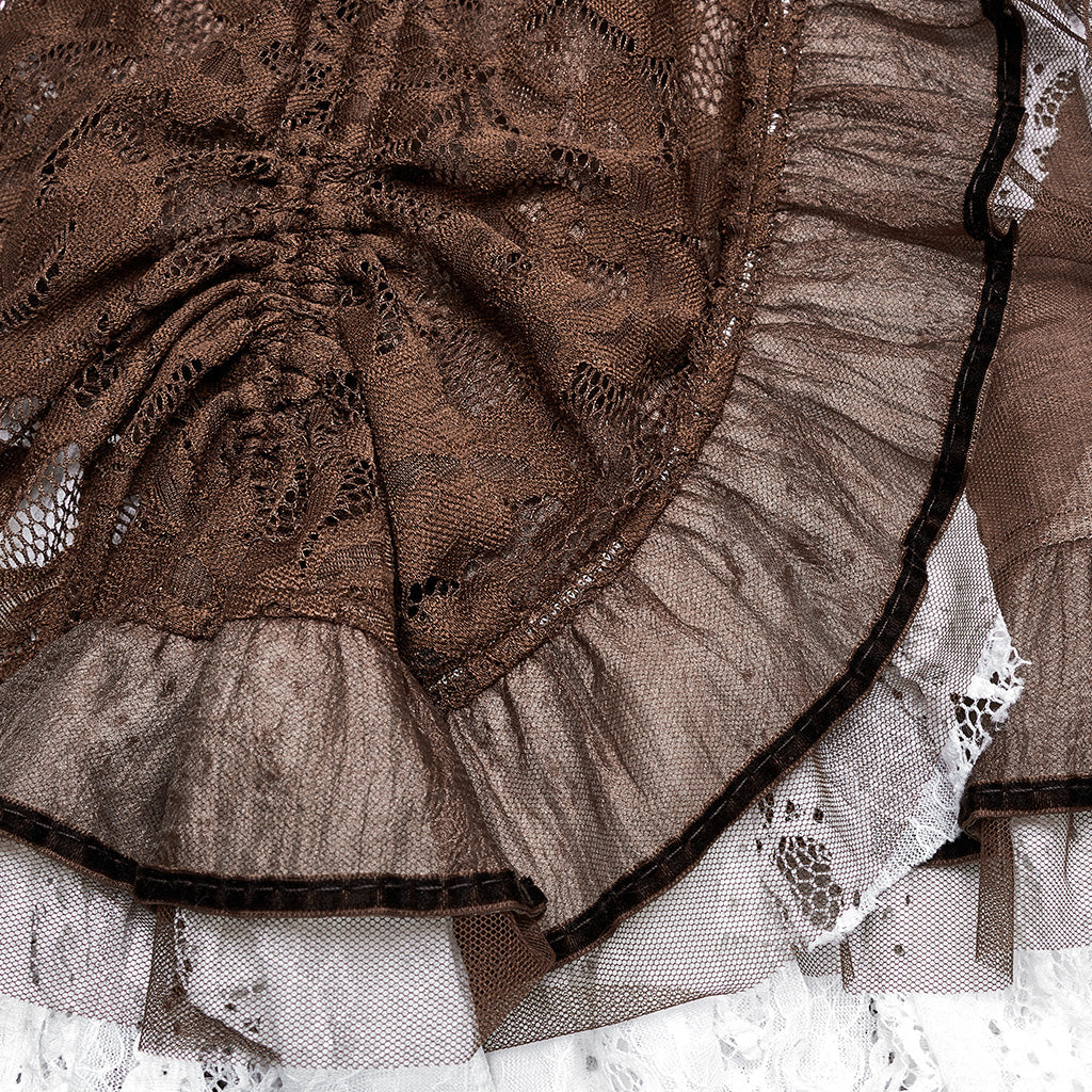 WQ-868BQF Victorian Lace Layered Gothic Skirt Steampunk Detail Asymmetrical Design - Image 7