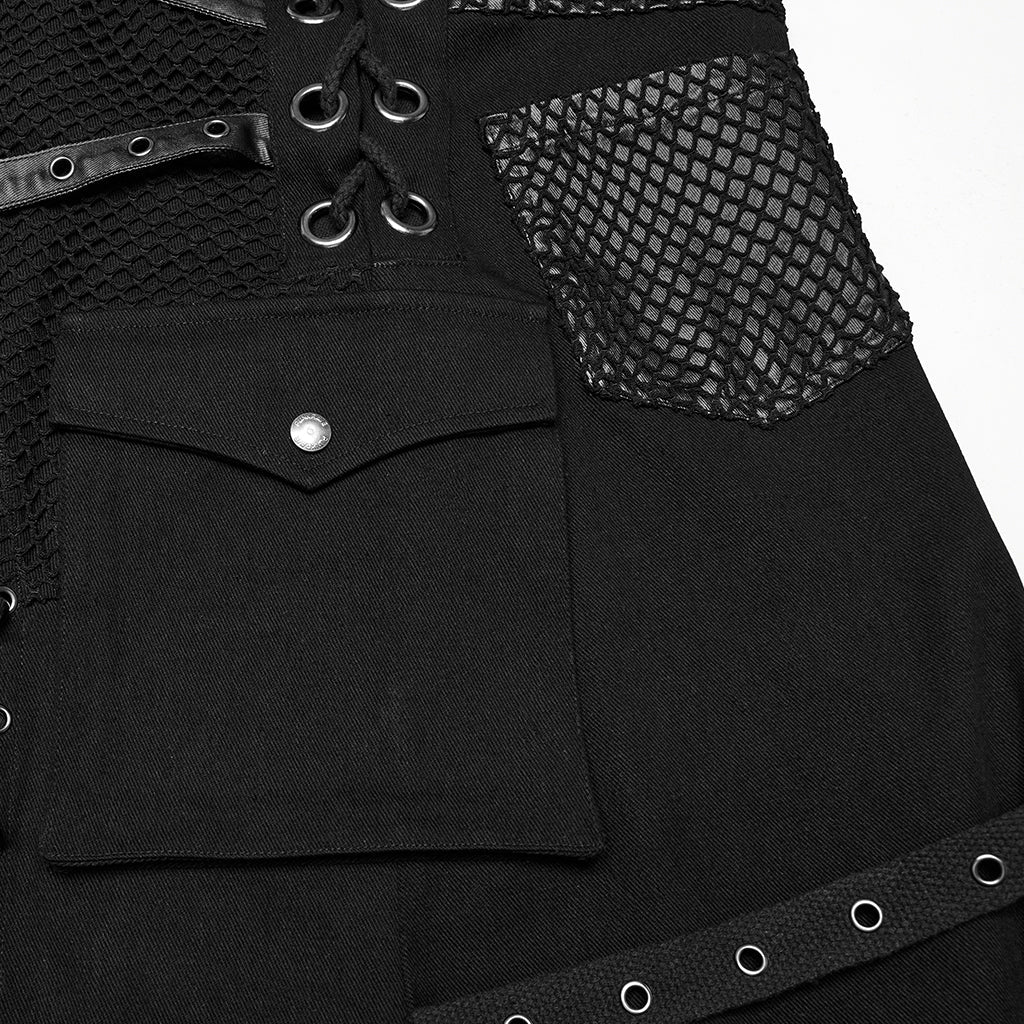 WQ-872BQM Punk Skirt Gothic Buckle Straps Eyelet Accent Industrial Style - Image 28