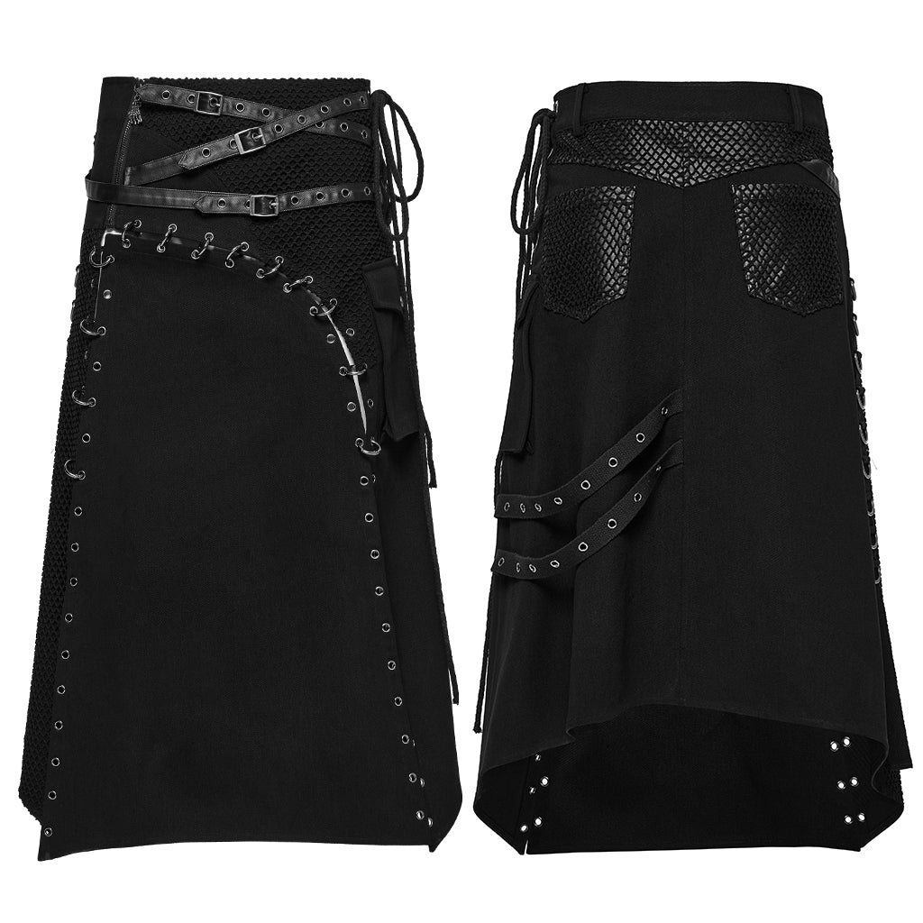 WQ-872BQM Punk Skirt Gothic Buckle Straps Eyelet Accent Industrial Style - Image 6