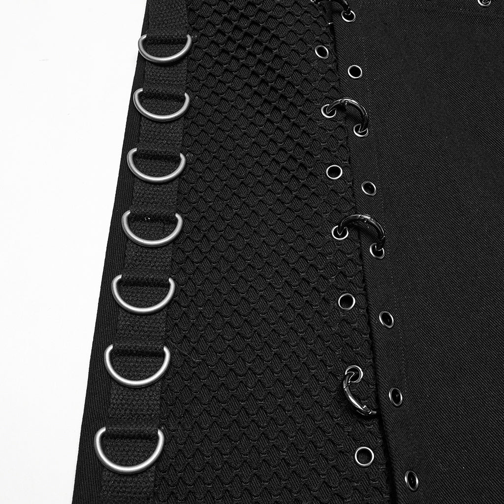 WQ-872BQM Punk Skirt Gothic Buckle Straps Eyelet Accent Industrial Style - Image 8
