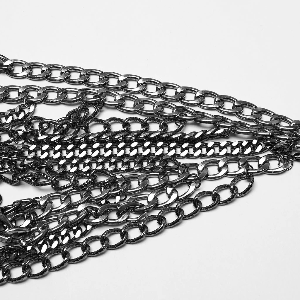 WQ-877LQF Edgy Chain Punk Skirt with Fishnet Accent and Ring Straps - Image 29