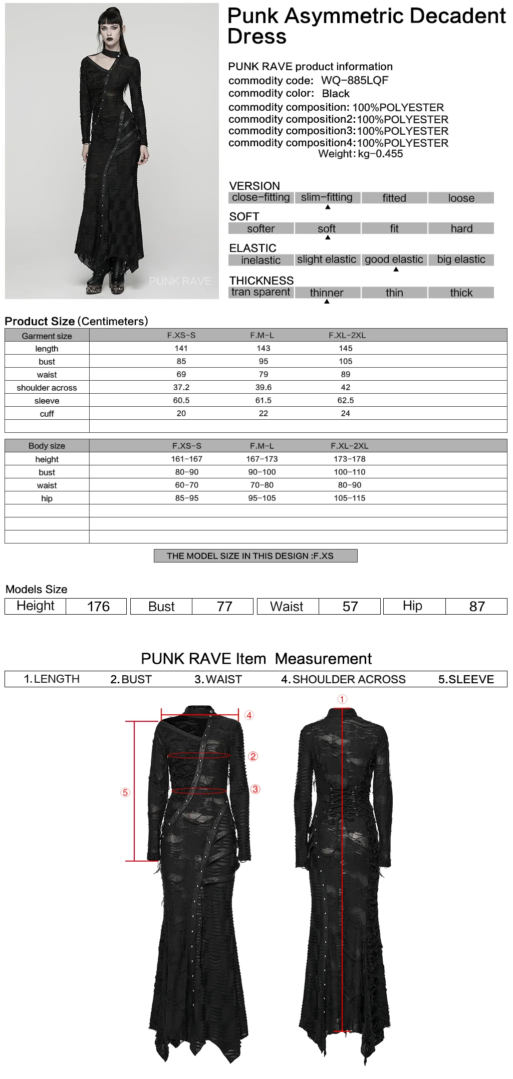 WQ-885LQF Elegant Gothic Dress Asymmetrical Sheer Panels Long Sleeve Maxi - Image 2