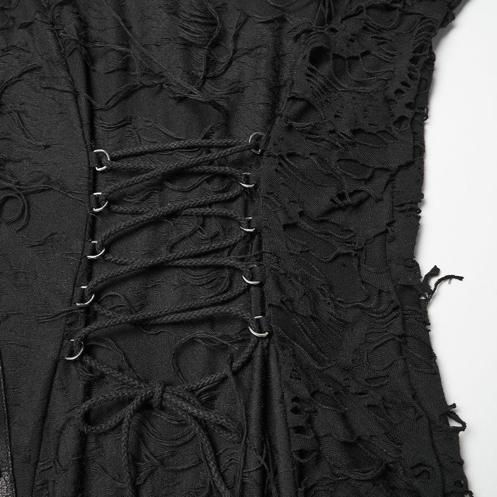 WQ-885LQF Elegant Gothic Dress Asymmetrical Sheer Panels Long Sleeve Maxi - Image 9
