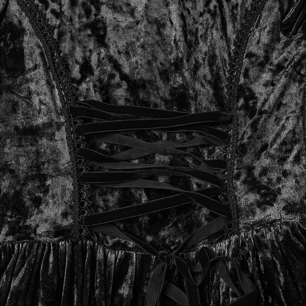 WQ-892LQF Velvet Lace Gothic Dress Hooded Renaissance Style Victorian Gown - Image 17