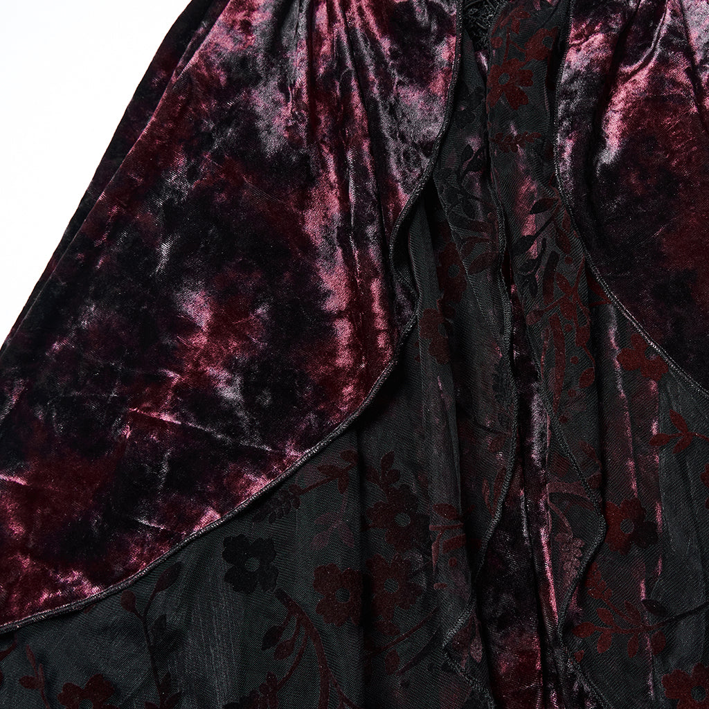 WQ-892LQF Velvet Lace Gothic Dress Hooded Renaissance Style Victorian Gown - Image 7