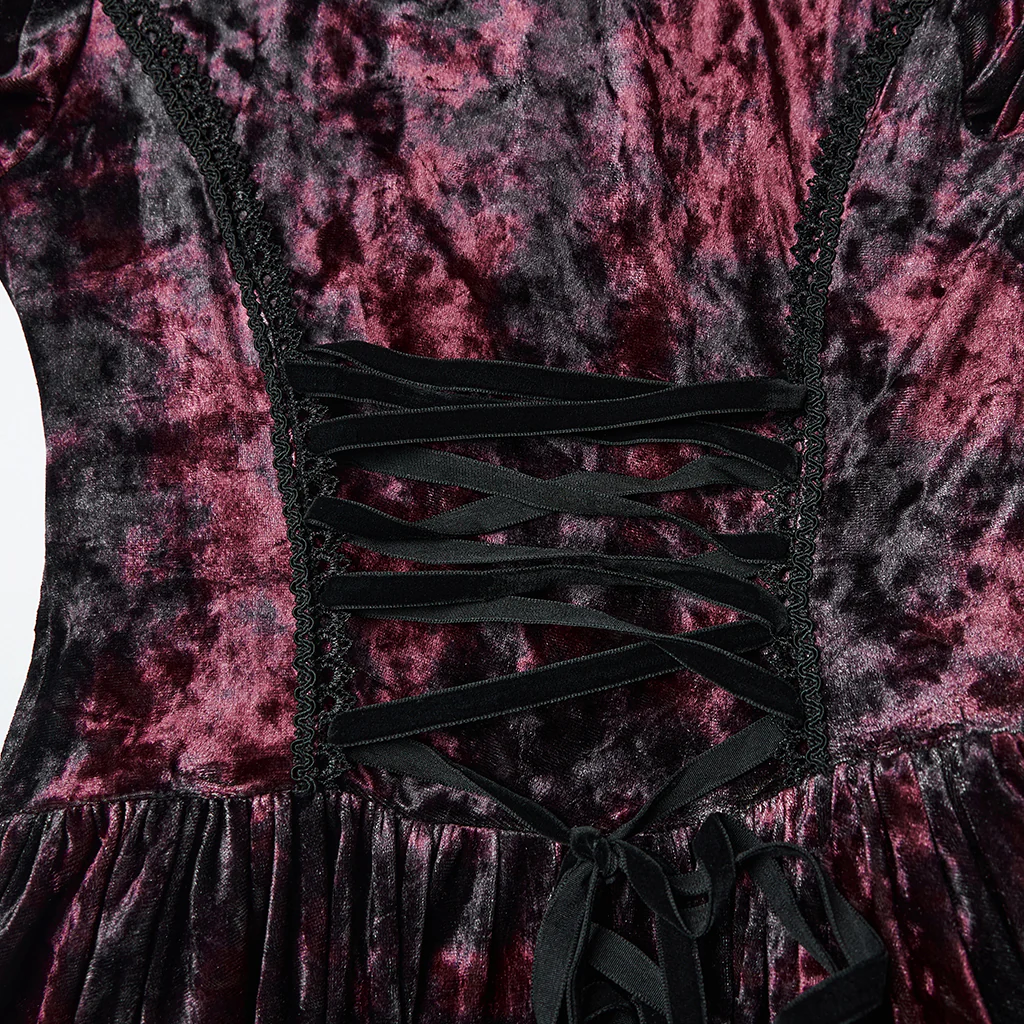 WQ-892LQF Velvet Lace Gothic Dress Hooded Renaissance Style Victorian Gown - Image 8