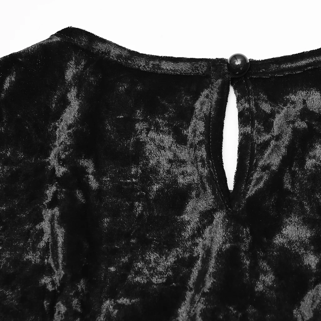 WQ-895LQF Gothic Velvet Lace Contrast Long Sleeve Dress - Image 17
