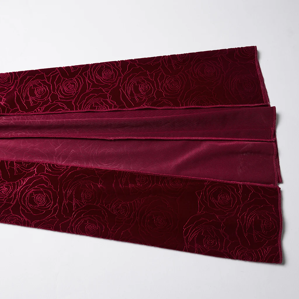WQ-896LQF Gothic Dress Long Burgundy Velvet Lace Detail Maxi Gown - Image 6