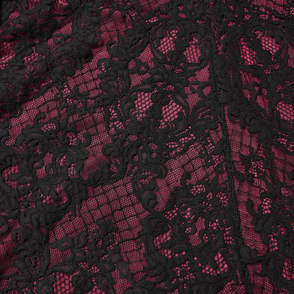 WQ-897BQF Gothic Skirt Victorian Lace Ruffled High-Low Velvet Design - Image 10