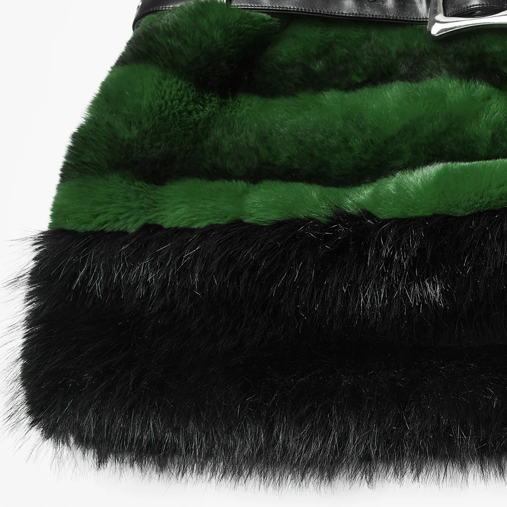 WQ-907BQF Gothic Velvet Faux Fur Belted Punk Skirt - Image 18