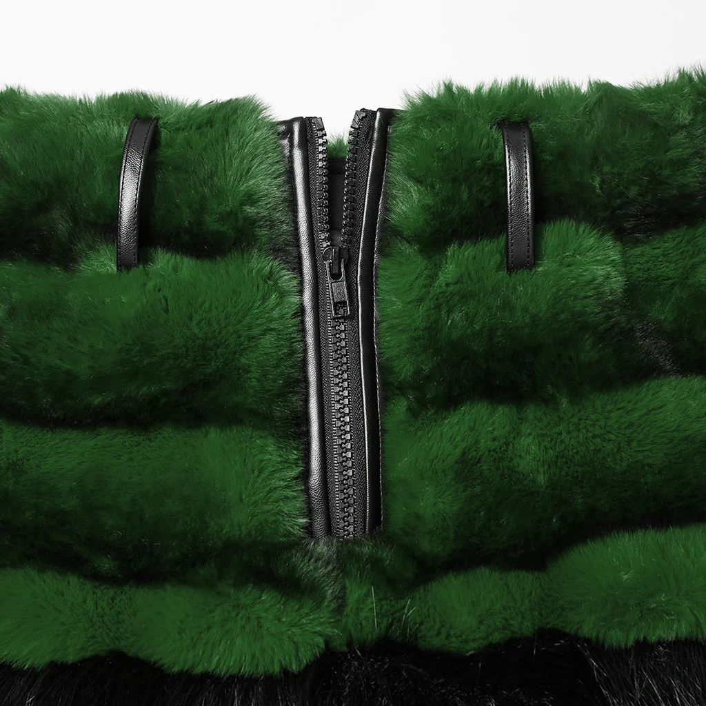 WQ-907BQF Gothic Velvet Faux Fur Belted Punk Skirt - Image 20