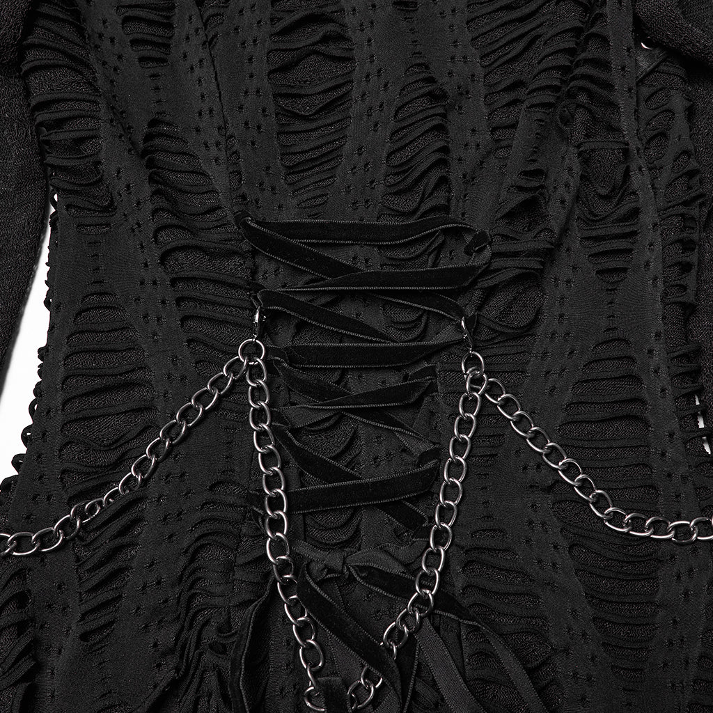 WQ-910LQF Dark Wave Gothic Punk Dresses with Chains and Cut-Out Design - Image 10