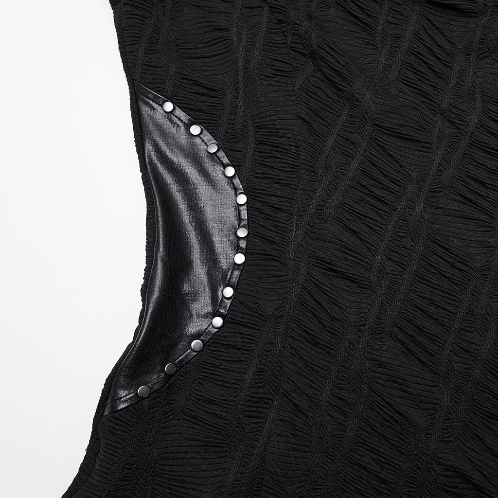 WQ-912LQF Edgy Cold-Shoulder Black Mesh Mini Punk Dress - Image 7