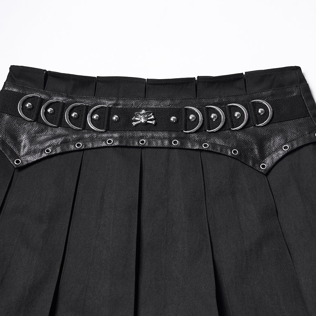 WQ-914BQF Edgy Pleated Punk Skirt with Bold Belt Design - Image 7
