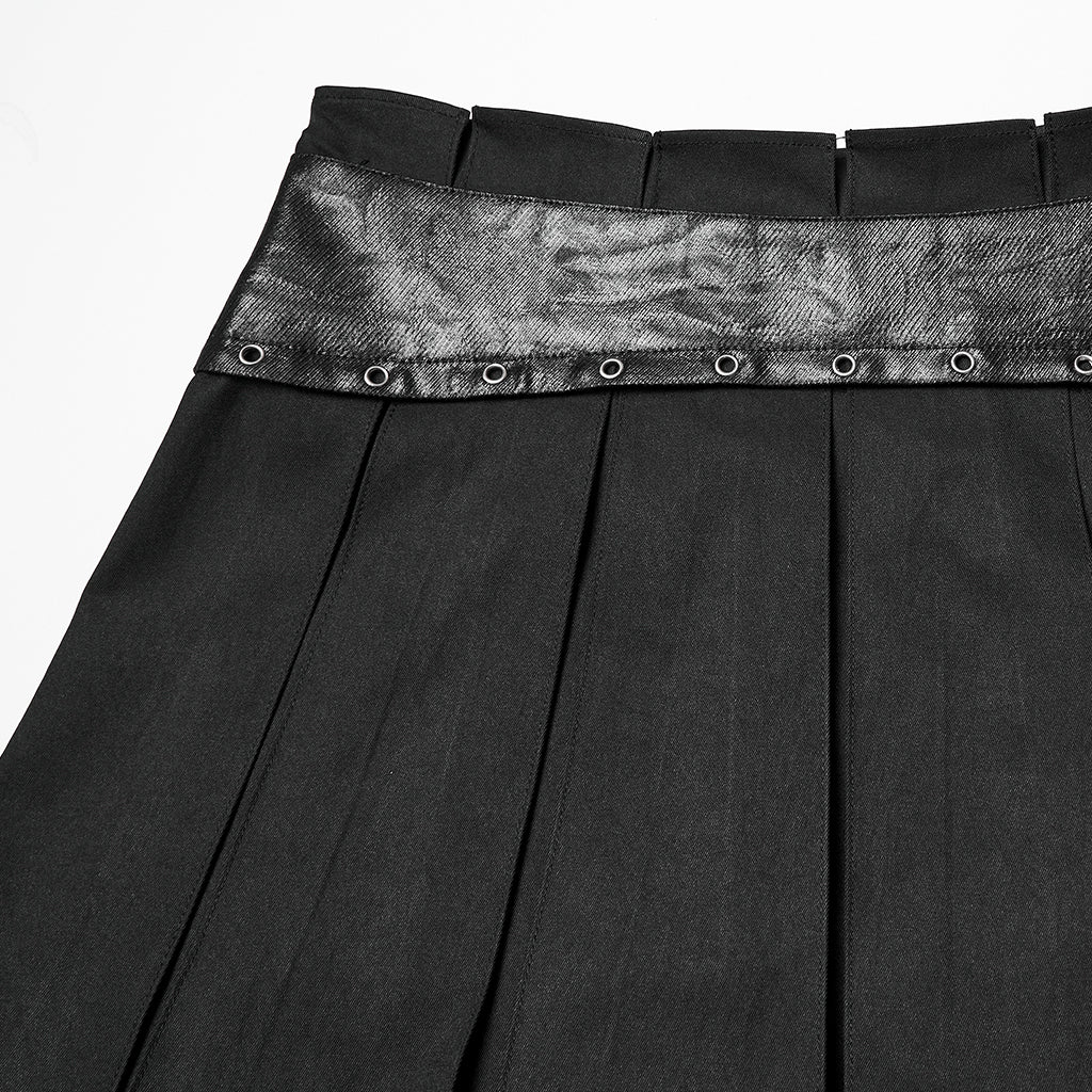 WQ-914BQF Edgy Pleated Punk Skirt with Bold Belt Design - Image 8