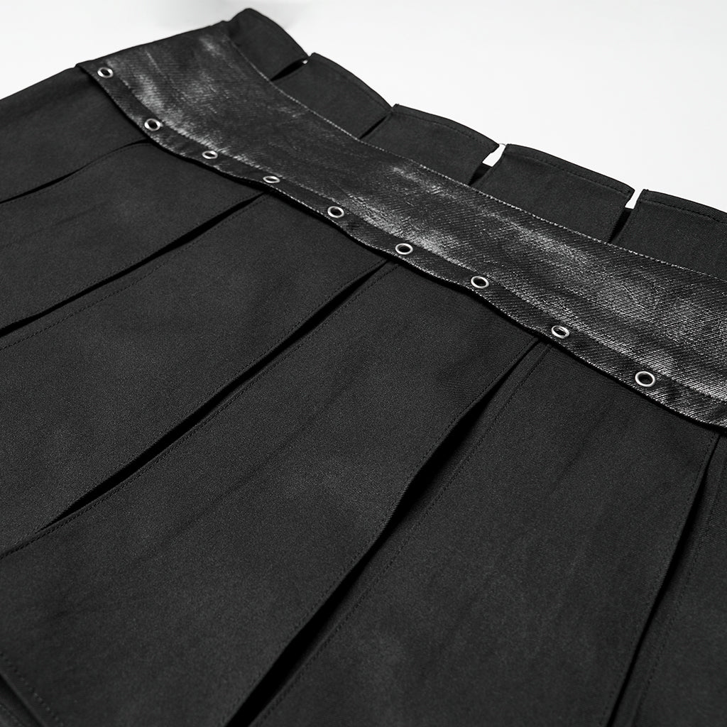 WQ-914BQF Edgy Pleated Punk Skirt with Bold Belt Design - Image 9