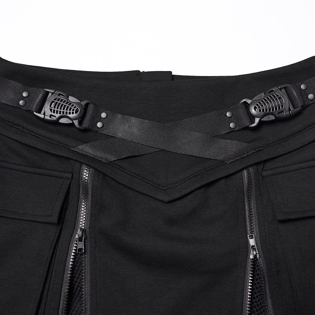 WQ-918BQF Edgy Black Punk Skirt with Zipper and Pocket Details - Image 7