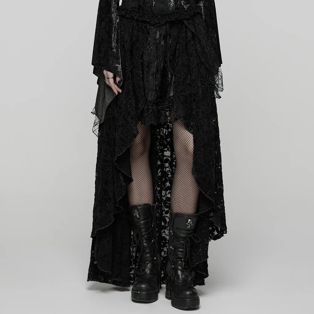 WQ-924BQF Victorian Gothic Skirt Layered Lace High-Low Hem Design - Image 13