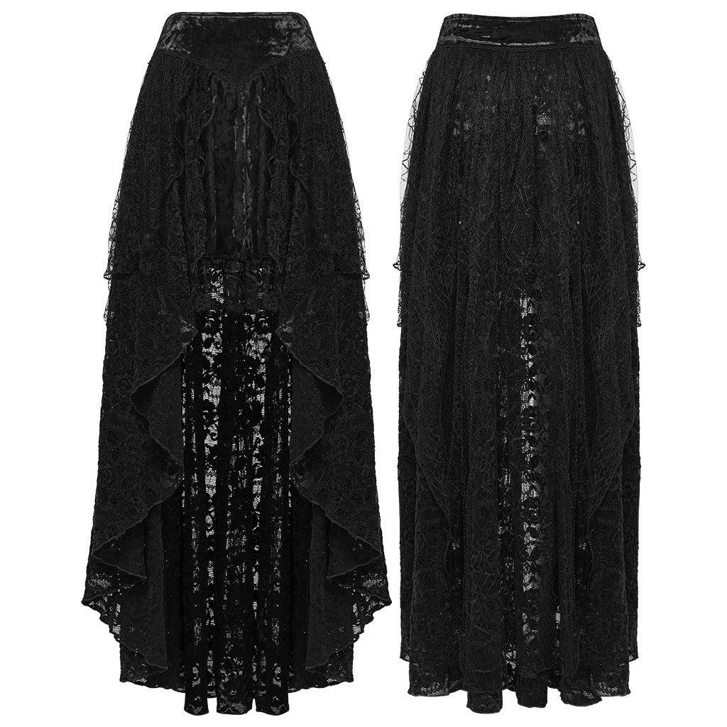 WQ-924BQF Victorian Gothic Skirt Layered Lace High-Low Hem Design - Image 17