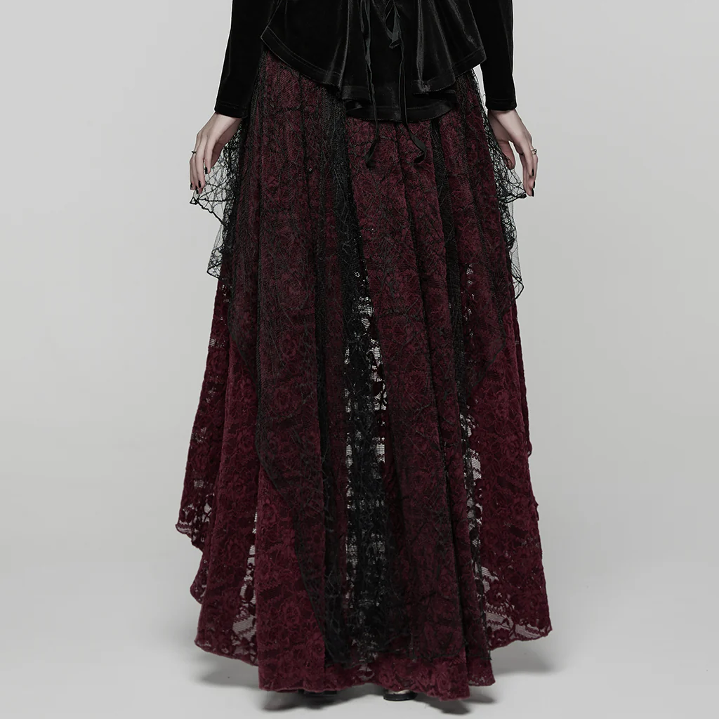 WQ-924BQF Victorian Gothic Skirt Layered Lace High-Low Hem Design - Image 5