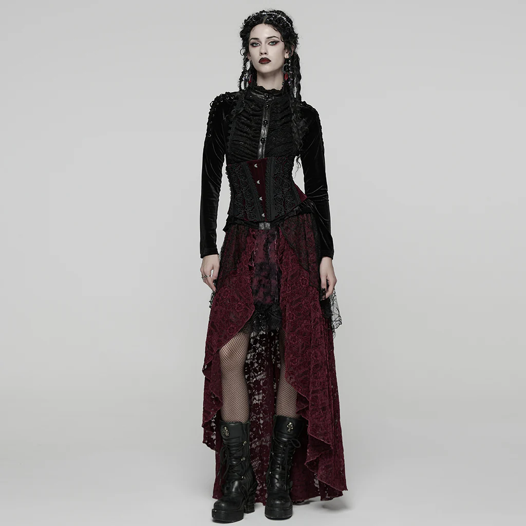 WQ-924BQF Victorian Gothic Skirt Layered Lace High-Low Hem Design - Image 6