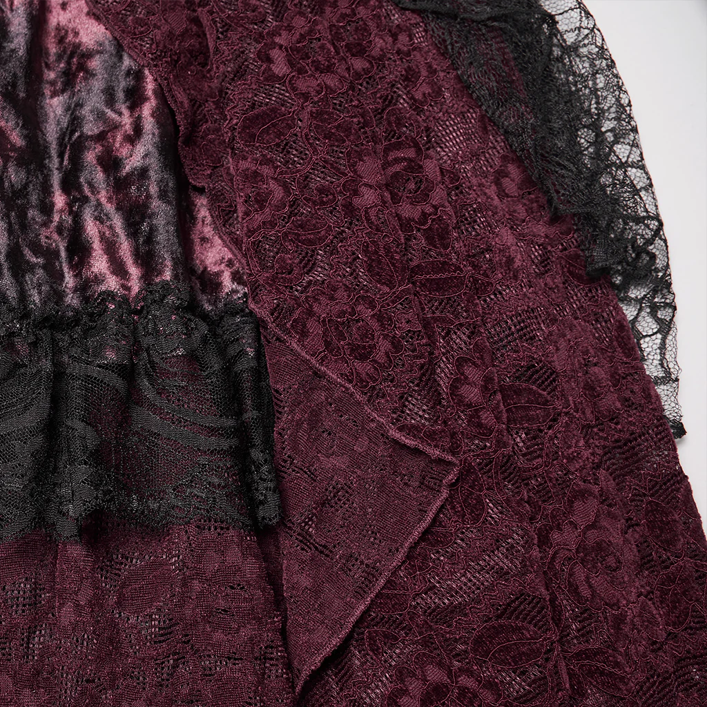 WQ-924BQF Victorian Gothic Skirt Layered Lace High-Low Hem Design - Image 9