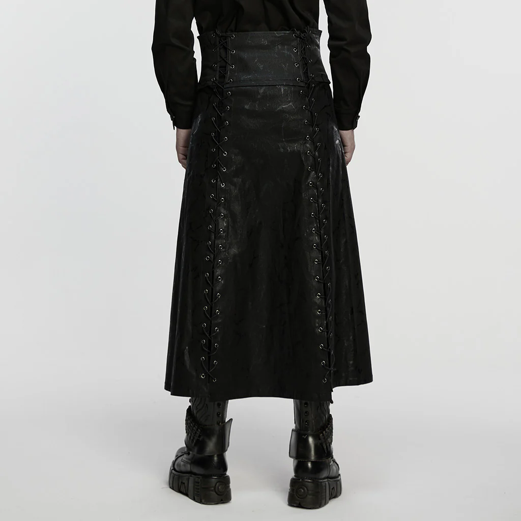 WQ-925BQM Urban Gothic Steampunk Punk Skirt with Chains and Lacing - Image 4