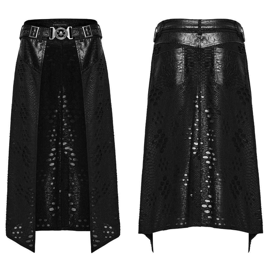 WQ-926BQM Punk Skirt Steampunk Ankle-Length Mesh Panels Zipper Detail - Image 6