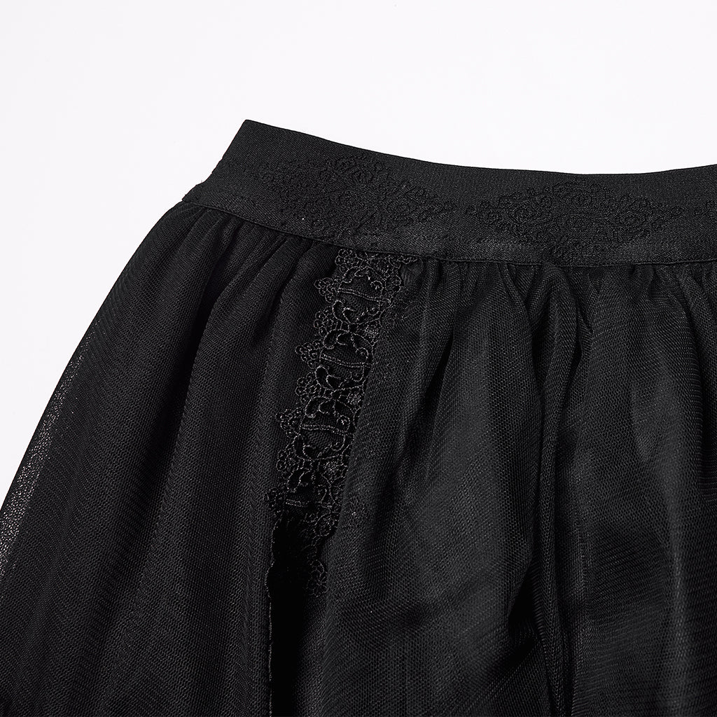 WQ-927BQF Elegant Gothic Skirt Lace Layered High-Low Hem Design - Image 7